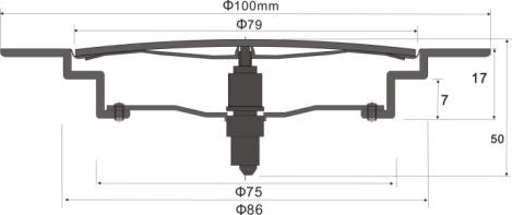 SZ106-10R Ø 100mm Fântână de bucătărie rotundă din oțel inoxidabil scurgere de podea click clack cu cartus de alamă pop-up